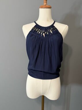 Ramy Brook Navy Braided Halter Camisole